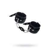 Черные двухслойные наручники с белой строчкой - Pecado - купить с доставкой в Туле