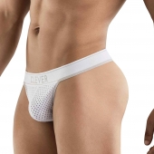 Белые перфорированные трусы-тонги Clever Ambar Thong - Clever Masculine Underwear купить с доставкой