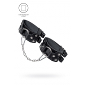 Черные кожаные оковы с двумя ремешками - Pecado - купить с доставкой в Туле