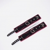 Черно-розовые кожаные оковы с розовой строчкой - Crazy Handmade - купить с доставкой в Туле