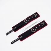 Черно-красные оковы с красной строчкой Sex - Crazy Handmade - купить с доставкой в Туле