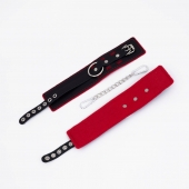 Черно-красные оковы с красной строчкой Sex - Crazy Handmade - купить с доставкой в Туле