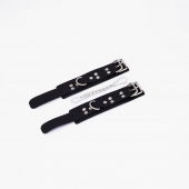 Черные кожаные наручники с регулируемыми ремешками - Crazy Handmade - купить с доставкой в Туле