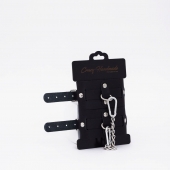 Черные кожаные оковы с хромированной фурнитурой - Crazy Handmade - купить с доставкой в Туле