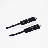 Черные кожаные оковы с хромированной фурнитурой - Crazy Handmade - купить с доставкой в Туле