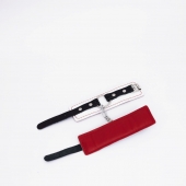 Бело-красные кожаные наручники - Crazy Handmade - купить с доставкой в Туле