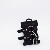 Черные кожаные оковы с кольцом - Crazy Handmade - купить с доставкой в Туле