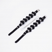 Черные кожаные наручники из звеньев - Crazy Handmade - купить с доставкой в Туле