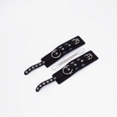 Черные кожаные наручники Sex - Crazy Handmade - купить с доставкой в Туле