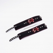 Черные кожаные оковы с красным декором и строчкой - Crazy Handmade - купить с доставкой в Туле