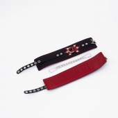 Черные кожаные оковы с красным декором и строчкой - Crazy Handmade - купить с доставкой в Туле