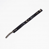 Черный кожаный ошейник с золотистой фурнитурой - Crazy Handmade - купить с доставкой в Туле