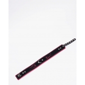 Черно-розовый кожаный ошейник с розовой строчкой - Crazy Handmade - купить с доставкой в Туле