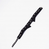 Черный однослойный кожаный ошейник с имитацией воротничка - Crazy Handmade - купить с доставкой в Туле