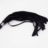 Черный кожаный флоггер со стальной ручкой - 45 см. - Crazy Handmade - купить с доставкой в Туле