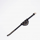 Черный фигурный кожаный ошейник с золотистой фурнитурой - Crazy Handmade - купить с доставкой в Туле