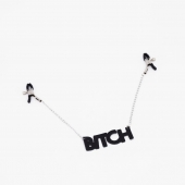 Зажимы на соски с кожаной подвеской Bitch - Crazy Handmade - купить с доставкой в Туле