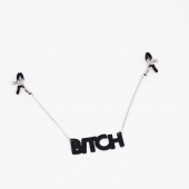 Зажимы на соски с кожаной подвеской Bitch - Crazy Handmade - купить с доставкой в Туле