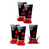 Набор из 5 съедобных лубрикантов JUJU (клубника х 2, малина х 2, вишня) - JuJu - купить с доставкой в Туле