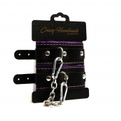 Черно-фиолетовые скругленные наручники с мягкой подкладкой - Crazy Handmade - купить с доставкой в Туле