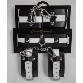 Набор фиксаторов из черной и белой натуральной кожи - Crazy Handmade - купить с доставкой в Туле