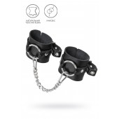 Черные наручники из толстой натуральной кожи с люверсами - Pecado - купить с доставкой в Туле