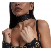 Черный ажурный чокер с золотистой фурнитурой - Crazy Handmade - купить с доставкой в Туле