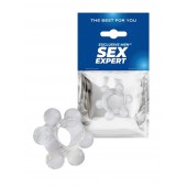 Прозрачное эрекционное кольцо с 6 стимулирующими шариками - Sex Expert - в Туле купить с доставкой