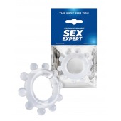 Прозрачное эрекционное кольцо со стимулирующими шариками - Sex Expert - в Туле купить с доставкой