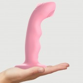 Розовая насадка-стимулятор Strap-On-Me Tapping Dildo Wave - Strap-on-me - купить с доставкой в Туле