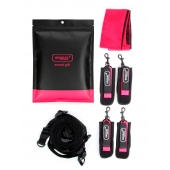 Черно-розовый эротический набор: фиксатор, оковы, наручники, повязка - Erokay - купить с доставкой в Туле