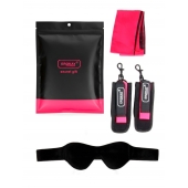 Черно-розовый эротический набор: маска, наручники и повязка - Erokay - купить с доставкой в Туле