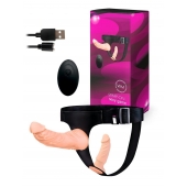 Женский страпон с 2 насадками, вибрацией и пультом ДУ - Erowoman-Eroman - купить с доставкой в Туле