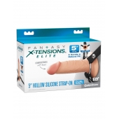 Телесный пустотелый фаллопротез 5’’ Hollow Silicone Strap-On - 14 см. - Pipedream - купить с доставкой в Туле