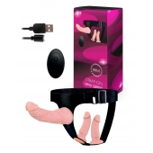 Женский страпон с 3 насадками и вибрацией - Erowoman-Eroman - купить с доставкой в Туле