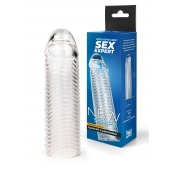 Прозрачная закрытая насадка на пенис с ребрышками - 16 см. - Sex Expert - в Туле купить с доставкой
