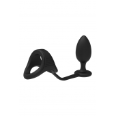 Черное эрекционное кольцо с анальной пробкой Cockstrap With Anal Plug - Dream Toys - в Туле купить с доставкой