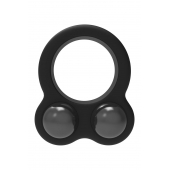 Черное эрекционное кольцо с утяжелителями Cockring Dual Weight - Dream Toys - в Туле купить с доставкой
