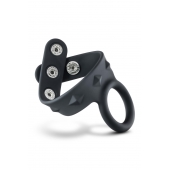 Черное эрекционное кольцо с подхватом мошонки на кнопках VS6 - Blush Novelties - в Туле купить с доставкой
