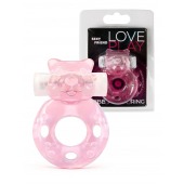 Розовое эрекционное виброкольцо в форме мишки - 1137 - в Туле купить с доставкой