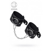 Черные оковы из толстой кожи с люверсами - Pecado - купить с доставкой в Туле