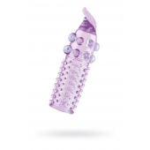 Гелевая фиолетовая насадка с шариками, шипами и усиком - 11 см. - Toyfa Basic - в Туле купить с доставкой