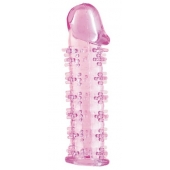 Гелевая розовая насадка на фаллос с шипами - 12 см. - Toyfa Basic - в Туле купить с доставкой