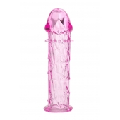 Гладкая розовая насадка с усиками под головкой - 12,5 см. - Toyfa Basic - в Туле купить с доставкой