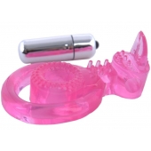 Розовая вибронасадка со стимулятор клитора   Язычок - Toyfa Basic - в Туле купить с доставкой
