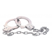 Наручники из металла с длинной цепочкой CHROME HANDCUFFS METAL HANDCUFFS W. KEY - NMC - купить с доставкой в Туле