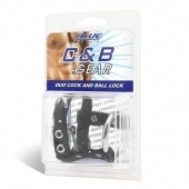 Утяжка на пенис на замочке Duo Cock And Ball Lock - BlueLine - купить с доставкой в Туле