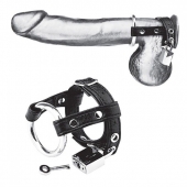 Утяжка на пенис на замочке Duo Cock And Ball Lock - BlueLine - купить с доставкой в Туле