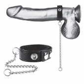 Утяжка на пенис с поводком Snap Cock Ring With 12  Leash - BlueLine - купить с доставкой в Туле