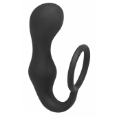 Чёрное эрекционное кольцо с анальной пробкой Double Pleasure Anal Plug - Lola Games - в Туле купить с доставкой